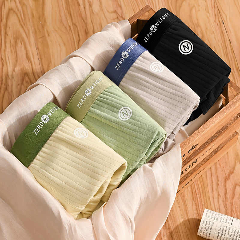 Striped Purified Cotton Men's Underwear Mid-waist Contrast Color