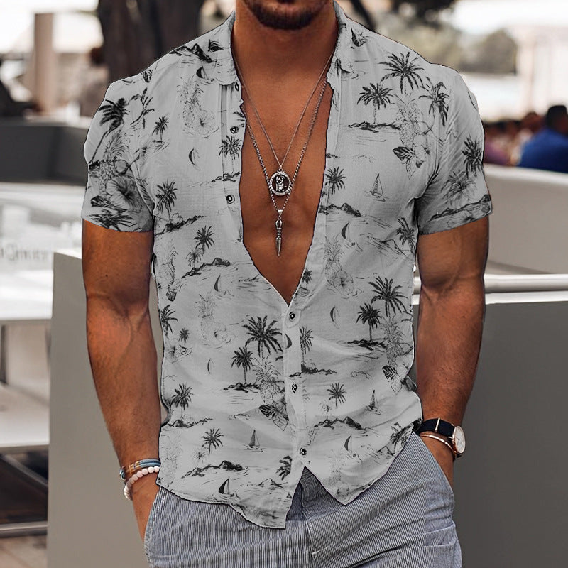 3D Personalized Printing T-shirt Summer Loose Short Sleeve Lapel Shirt Casual Streetwear Clothing For Men