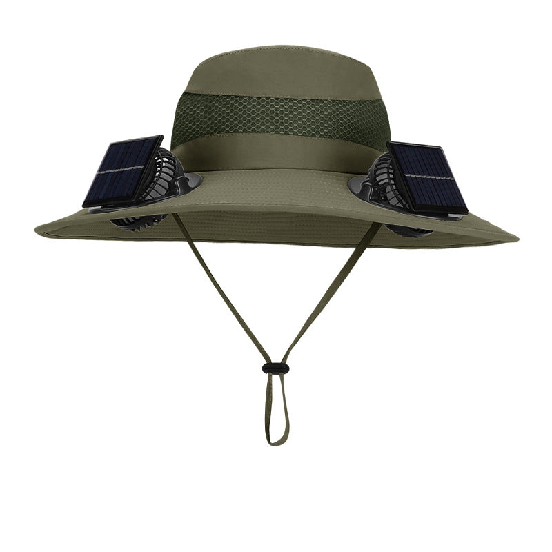 Solar Twin Fan Hat Men's Summer Outdoor Mountaineering Fishing