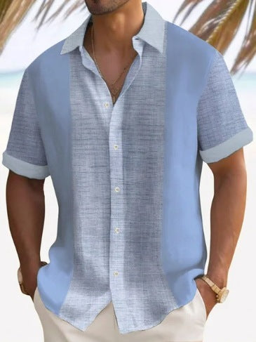 Beach Striped Shirt Short Sleeve Men