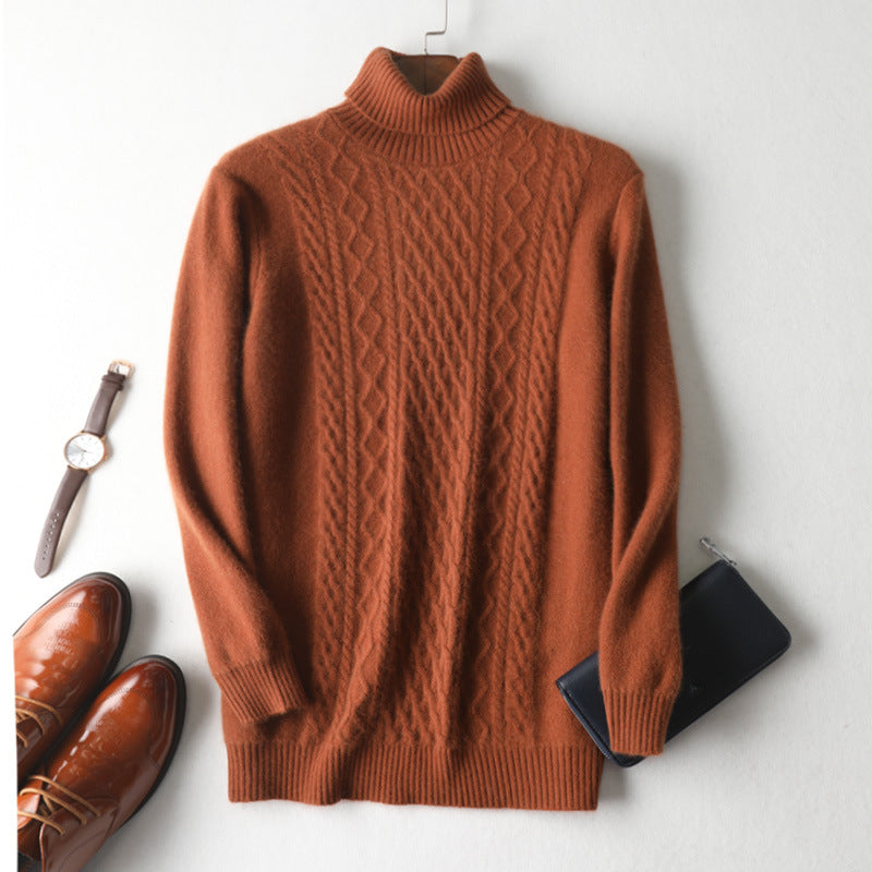 Winter High Collar Pure Cashmere Sweater Men's Casual