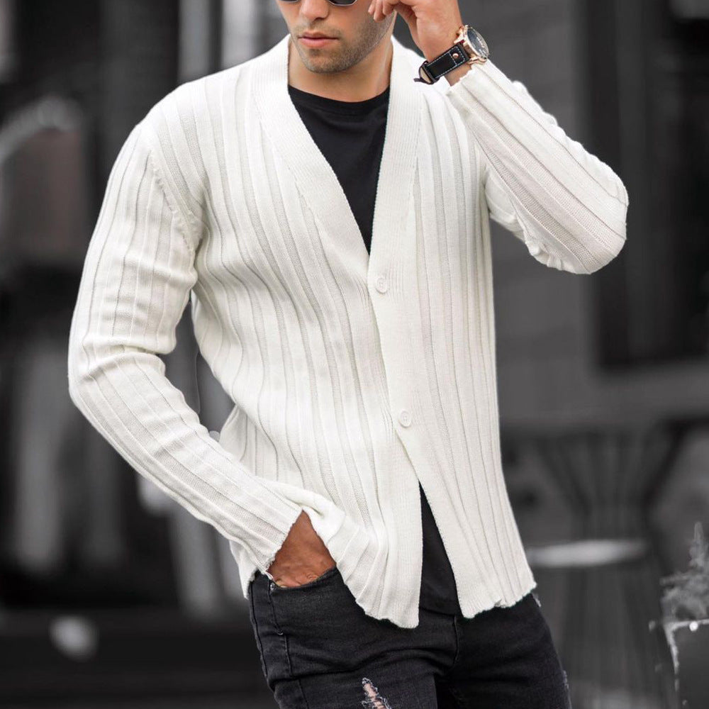 Cardigan Pit Strip Casual Slim Knit Sweater
