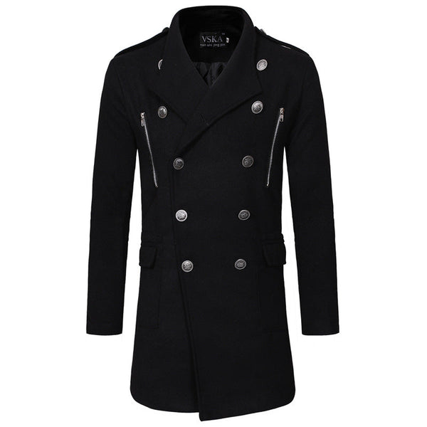 Men's Casual Slim-fit Mid-length Woolen Trench Coat