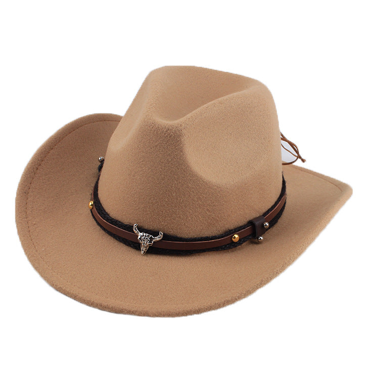 European And American Style Woolen Cowboy Hat Men's Lady Couple Ethnic Style Curling