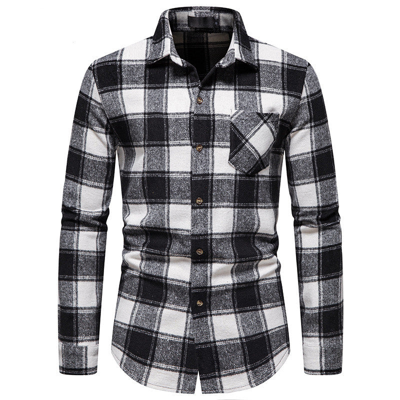 Thick Warm Woolen  Flannel Casual Shirt men