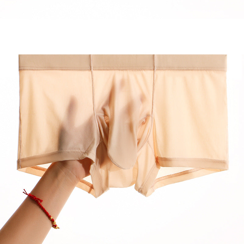 Men's Underwear Bullet Separation Elephant Nose Ice Silk Mask Striped Solid Color Men's Zhongshan Wholesale Boyshorts