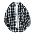 Japanese Style Plaid Long Sleeve Shirt men