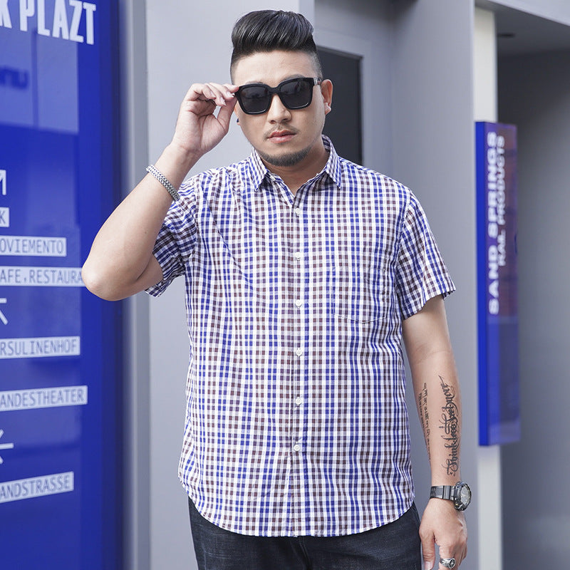 Men's Short Sleeve Shirt Loose Casual Yarn-dyed