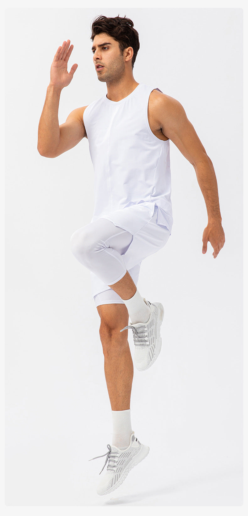 Men's Tight Single Leg Fitness Pants Pocket Length