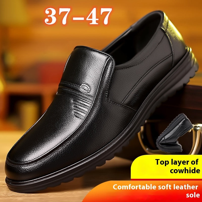 First Layer Cowhide Men's Business Casual Non-slip Soft Leather Soft Sole Shoes