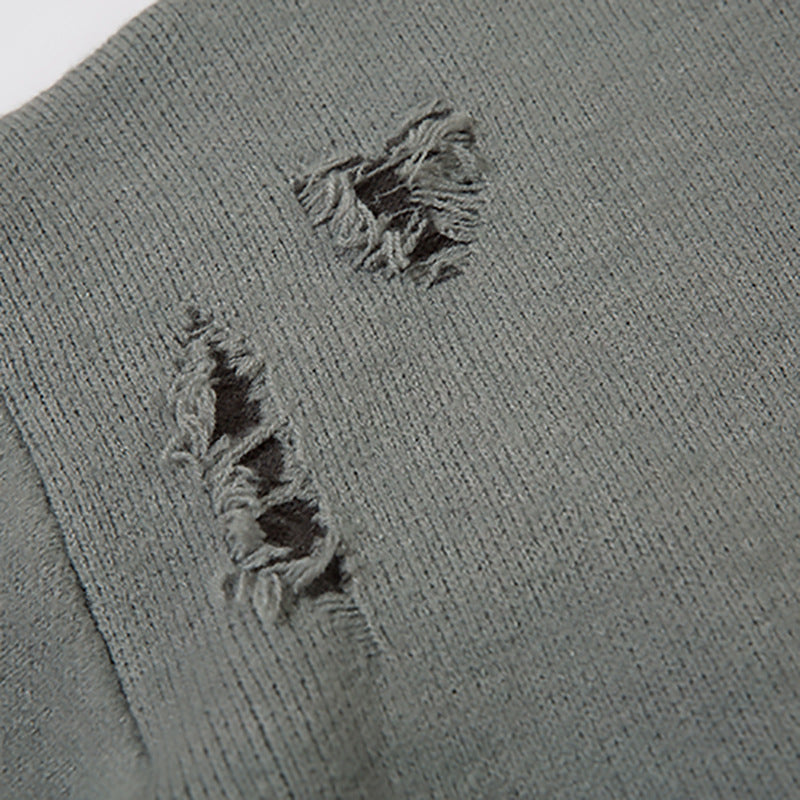 Butterfly Color Matching Hole With Cat Whisker Round Neck Sweater