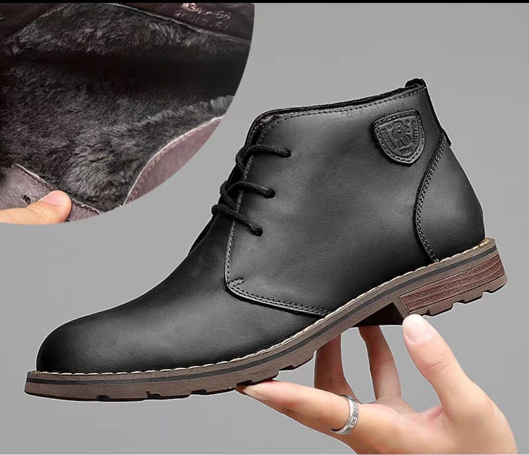 Leather Casual Mid-gang Crazy Horse Cowhide Round Head Doc Martens Boots