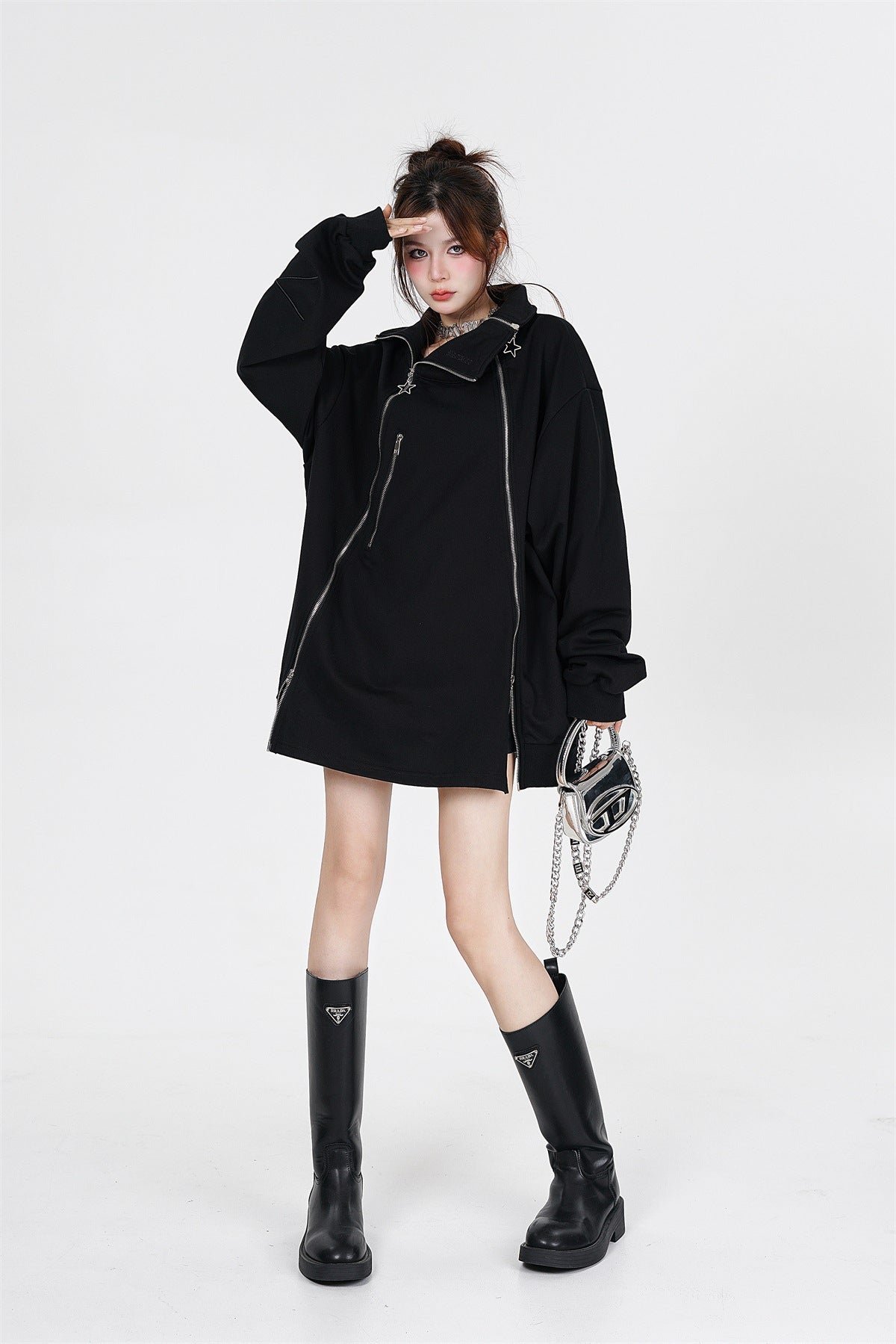 Couple's Double Zipper Neutral Loose Coat