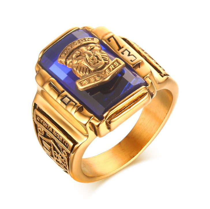 tiger Walton Navy titanium ring