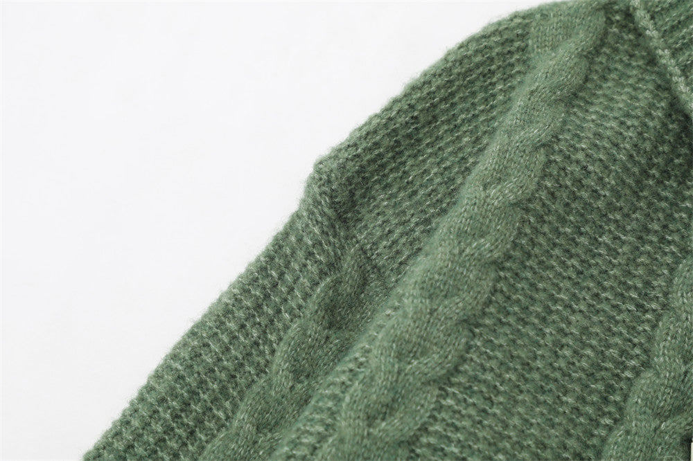 Twist Horn Button Cardigan Hooded Sweater Coat Lazy