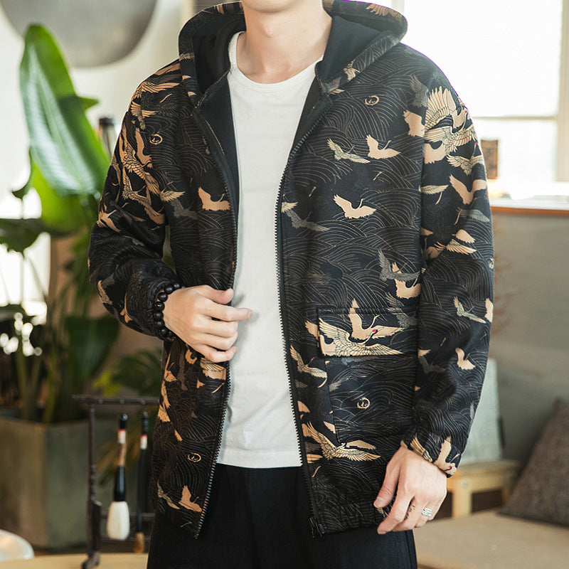Floral hooded jacket men