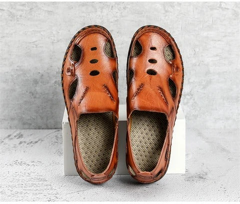 Cowhide hollow Baotou outdoor beach shoes