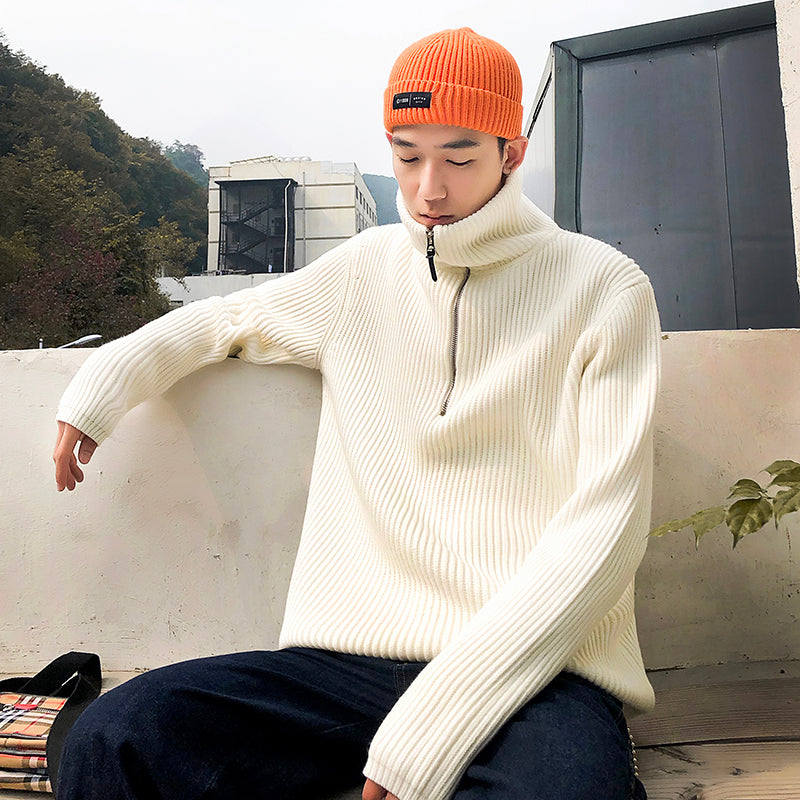 Turtleneck Korean Style Trendy Personality Zipper Sweater
