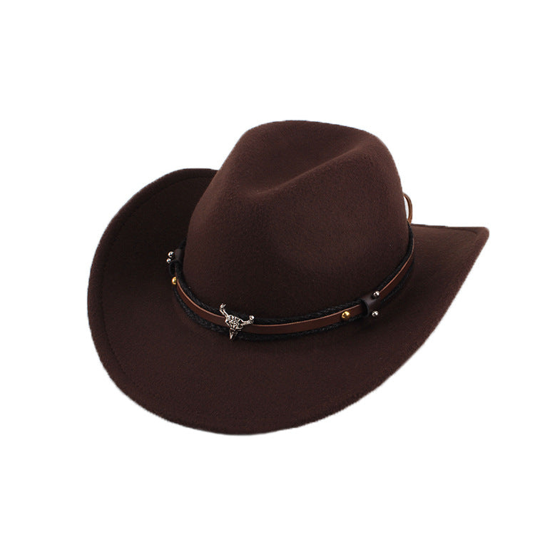 European And American Style Woolen Cowboy Hat Men's Lady Couple Ethnic Style Curling