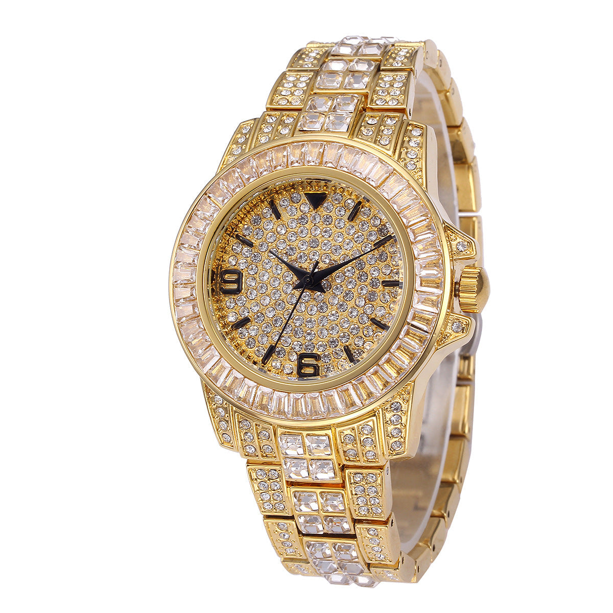 Stainless steel waterproof full diamond watch