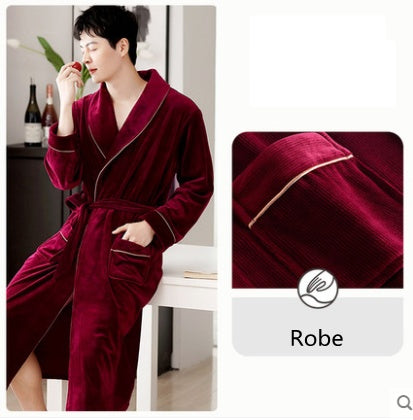 Autumn and winter flannel couple nightgown