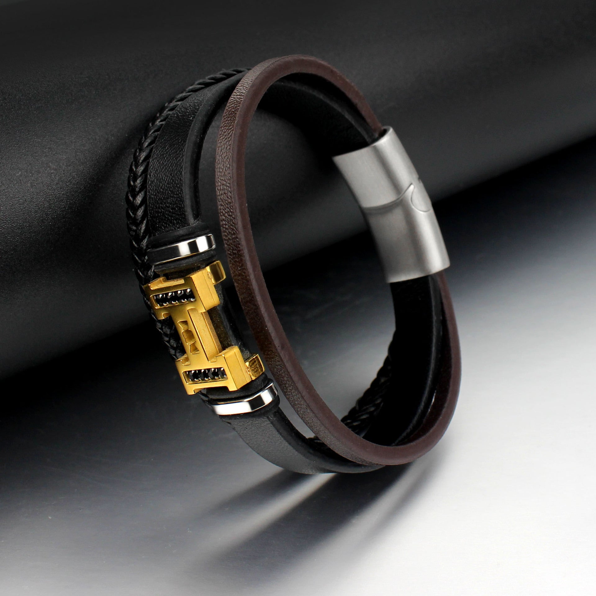 Three-layer braided diamond bracelet