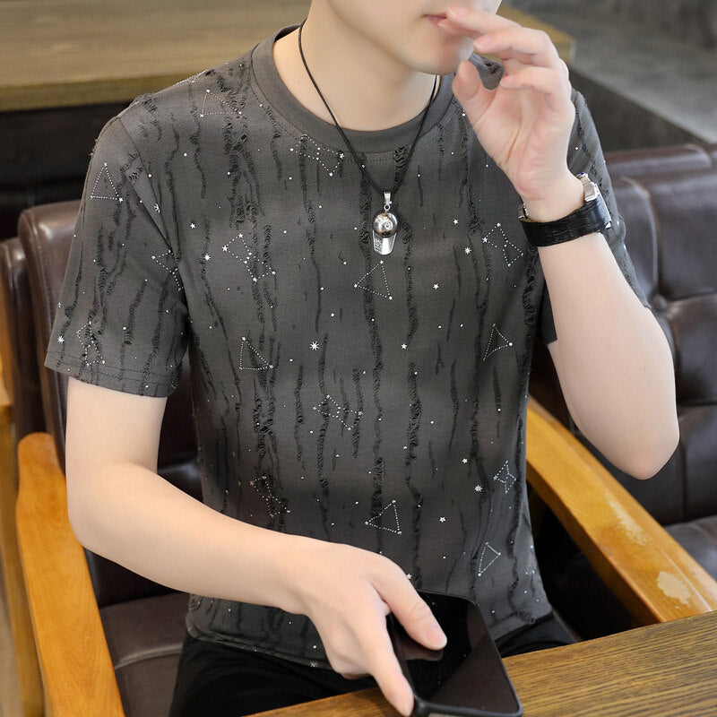 Ice Silk Short Sleeve T-shirt Casual Round Neck Top