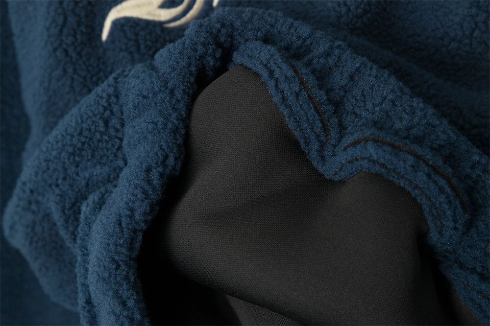 Color Matching Lamb Wool Sweatshirt Half Zipped Stand Collar Long Sleeve Loose Embroidered Letter Cotton-padded Coat