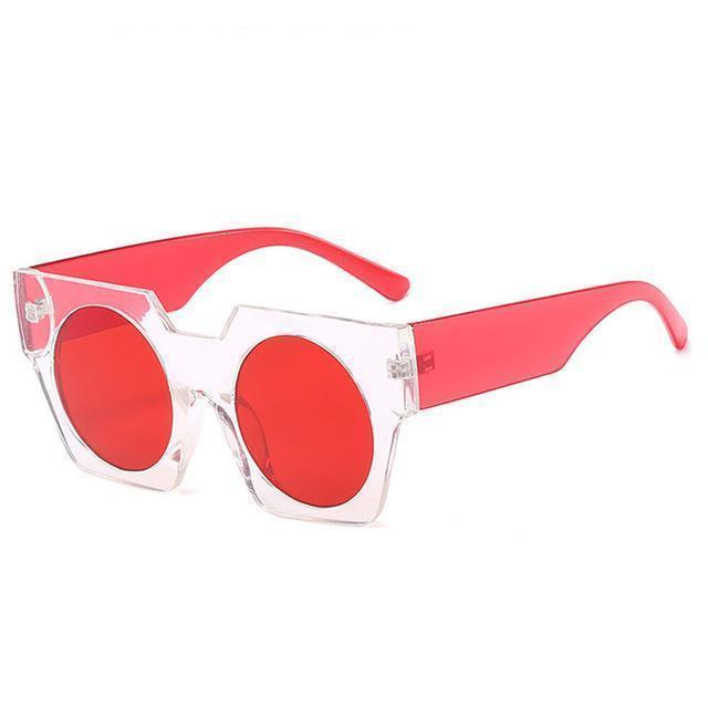 Red Geometry Vintage Big Frame Sunglasses
