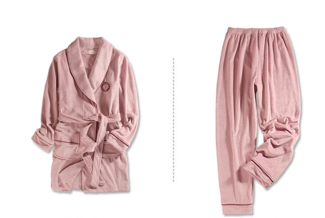 Autumn and winter flannel couple nightgown