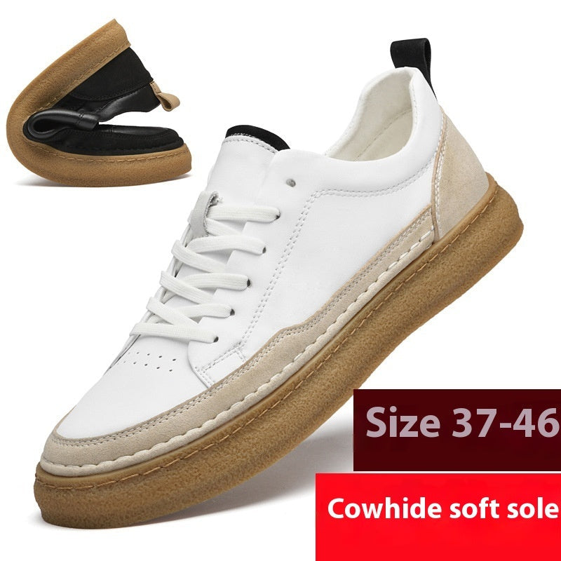 Hand-stitched Casual Shoes Leather Sneakers Soft Sole