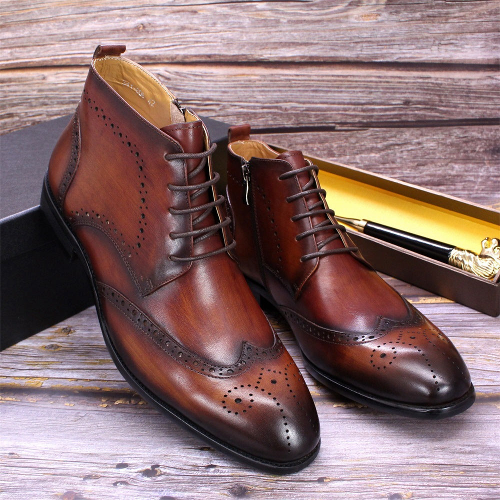 Men's Side Zipper Leather Martin Boots