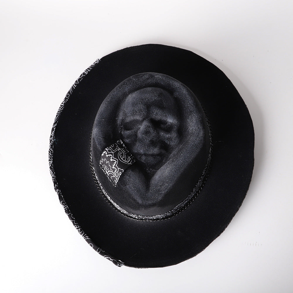 Halloween New Handmade Skull Hat Felt Denim Hat