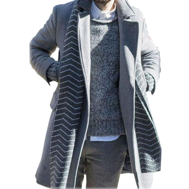 Casual lapel solid color woolen loose single-breasted coat