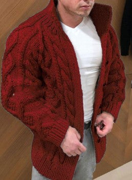 Button rope cardigan sweater men