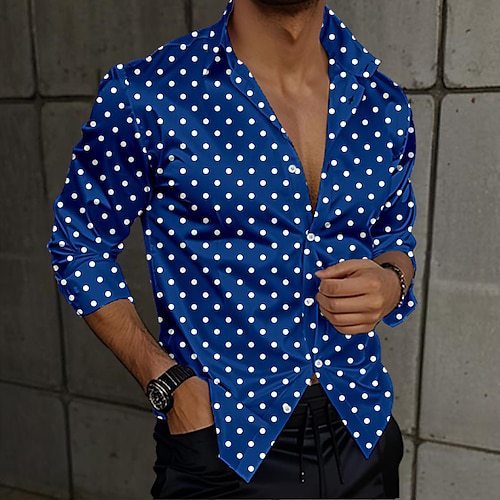 3D Polka-dot Loose-fitting Long Sleeve Printed Shirt