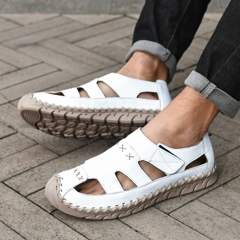 Men's Casual Hand-stitched Velcro Sandals