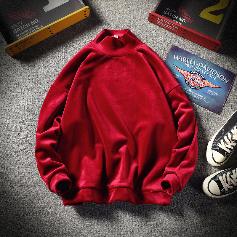 Gold Velvet Half Turtleneck Sweater men