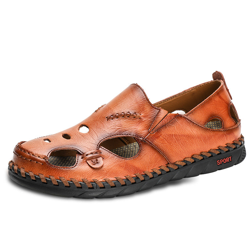 Cowhide hollow Baotou outdoor beach shoes