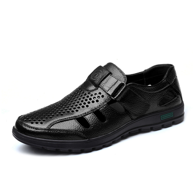 Men's leather hollow breathable sandals