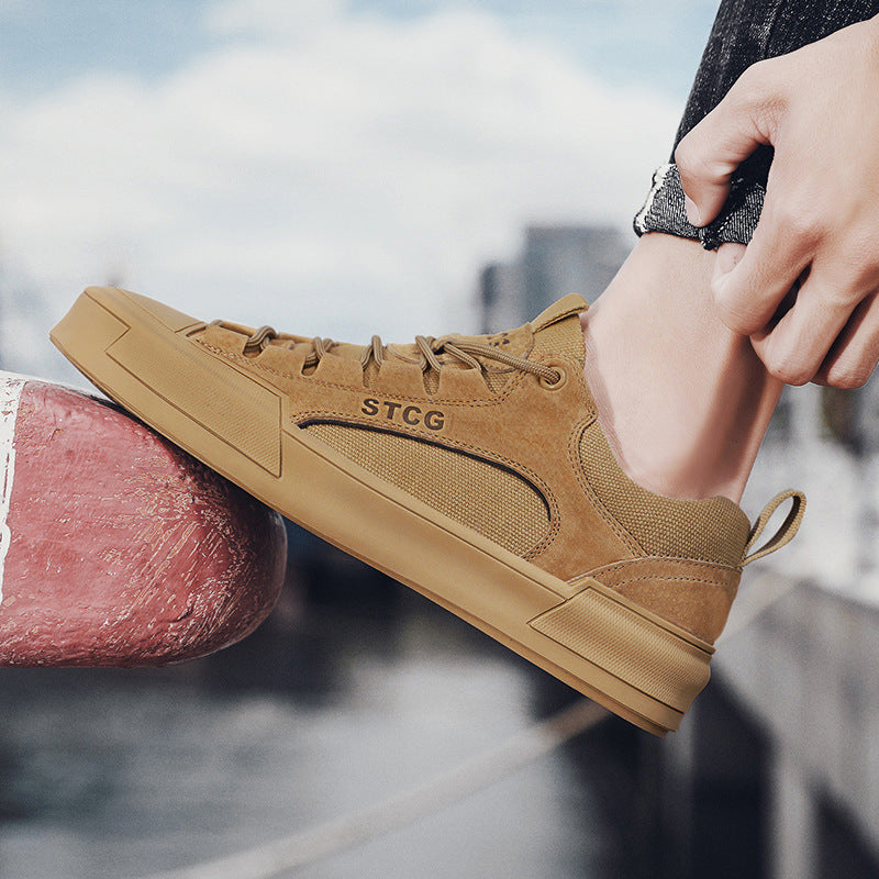 Summer New Leather Breathable Sneakers Men's Fashion