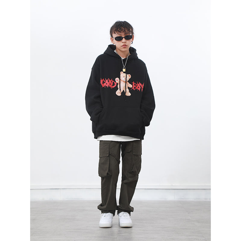 Men's hooded loose fall/winter bear sweater