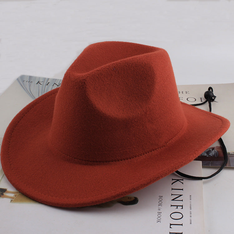 European And American Style Woolen Cowboy Hat Men's Lady Couple Ethnic Style Curling