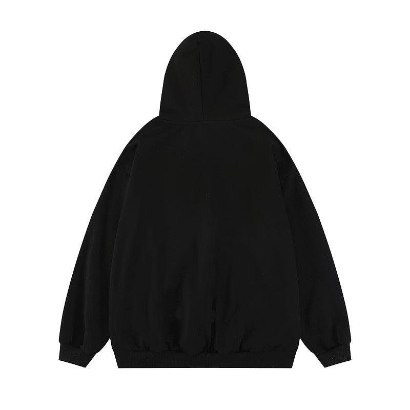 American-style Dark Retro Fuzzy Phantom Printed Long-sleeved Hooded Sweater