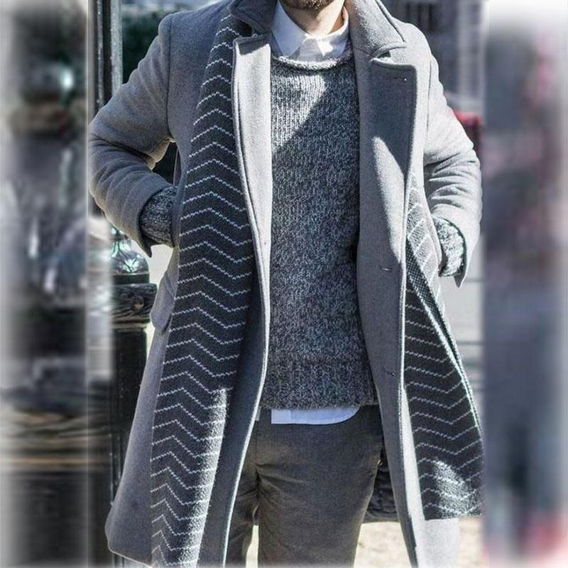 Casual lapel solid color woolen loose single-breasted coat