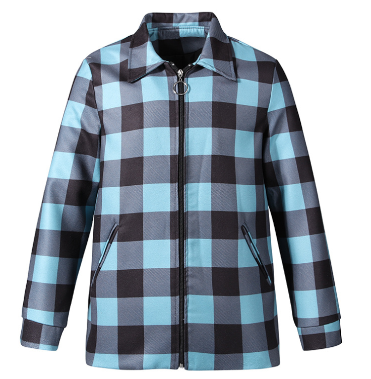 Lapel plaid long sleeve jacket