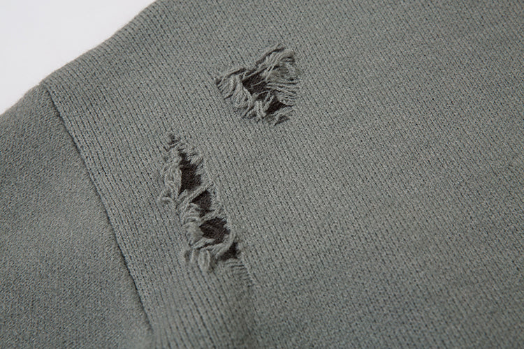 Butterfly Color Matching Hole With Cat Whisker Round Neck Sweater