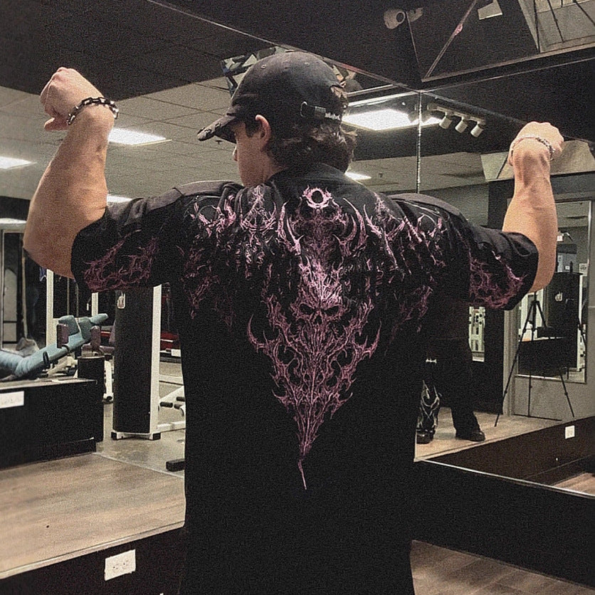 American Printed Sports Fitness Cotton Short Sleeve