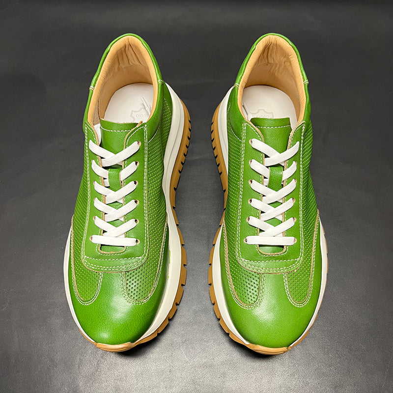 Genuine Leather Breathable Hollow Men's High-end Platform Casual Leather Shoes