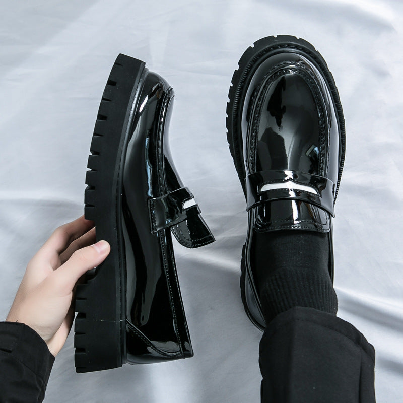 Men's Chunky Heel Fashion All-matching Simple And Comfortable Leather Shoes
